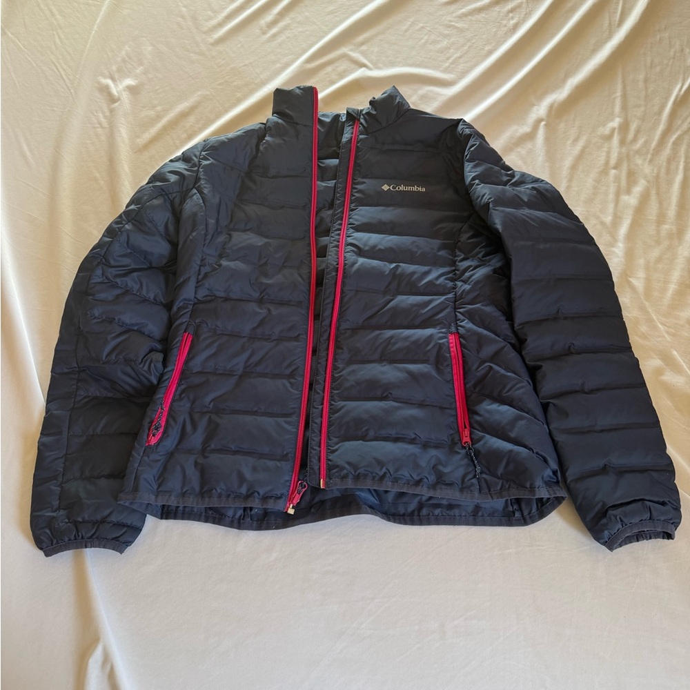 Columbia blue Puffer Jacket with pink Accents medium